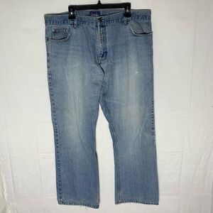 Vintage B.U.M. Equipment Relaxed Light Wash Lightly Distressed Jeans 40